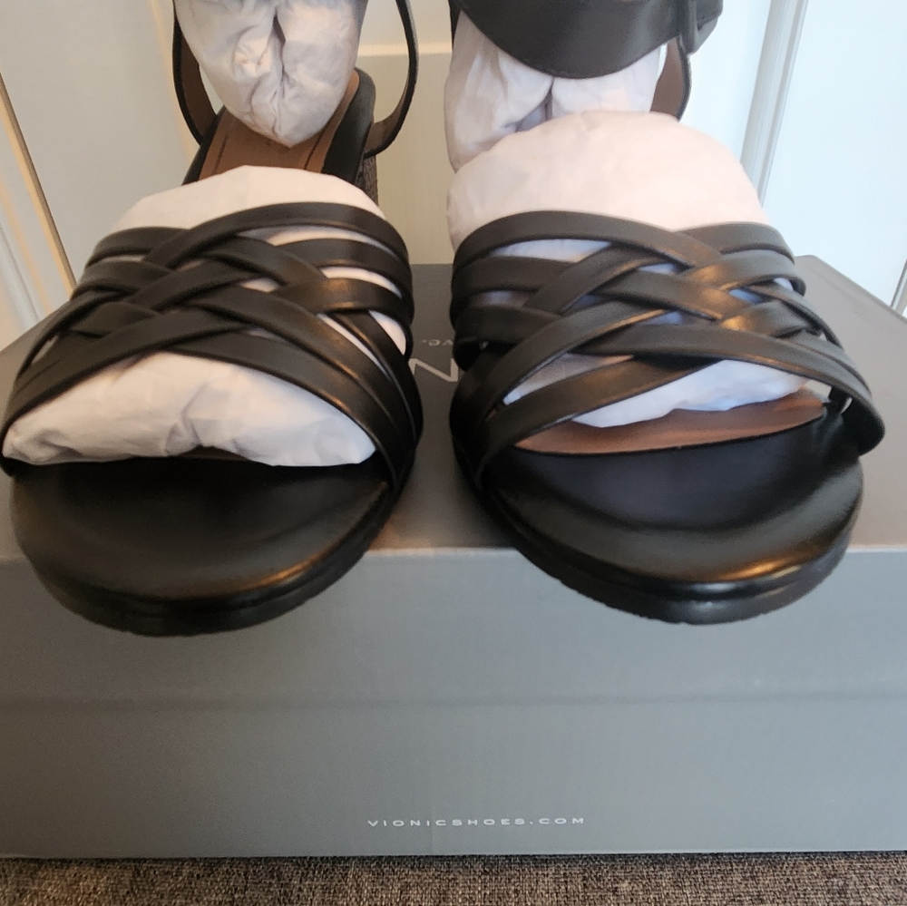Womens Black Vionic Papaya Peony Nat Heel Sandals Size 8 BNIB - Picture 4 of 12